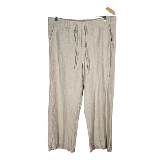 Gap Linen Blend Wide Leg Pullon Pants Drawstring Minimal Beachy Classic Large - Picture 1 of 7